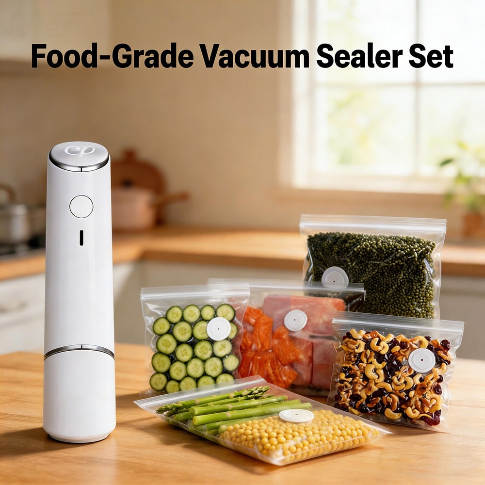 Food Storage Vacuum Seal Bags - 30pcs Reusable Vacuum Bags+1 Compact Vacuum