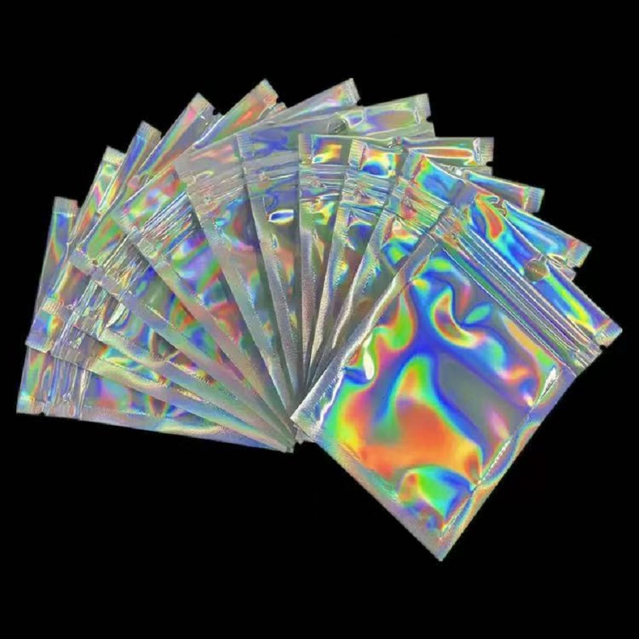 Food Storage Mylar Bags - 100pcs Smell Proof Bags Mylar Holographic