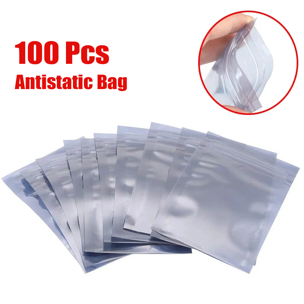 Food Storage Mylar Bags - 100Pcs Aluminum Antistatic Bag Resealable Anti