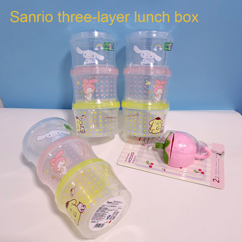 Food Storage Drawer Organizer - Kitty Bento Box Set 3 Pieces