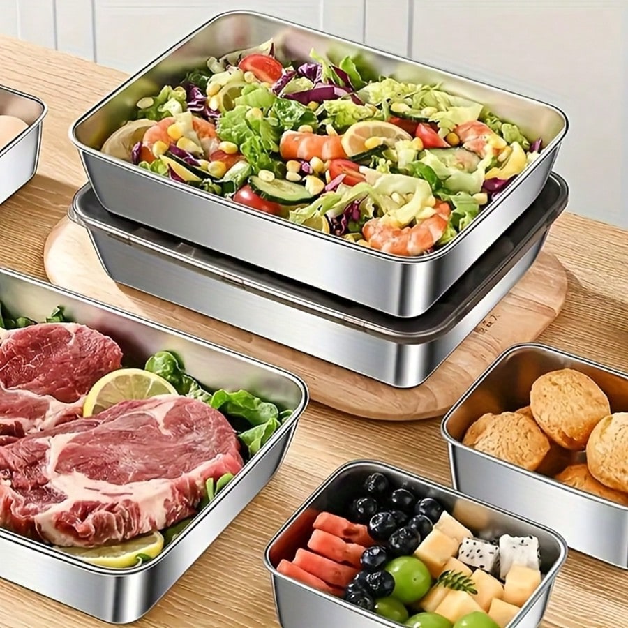 5-Piece Stainless Steel Food S - огляд і ціна Xl Food Storage Containers With Lids